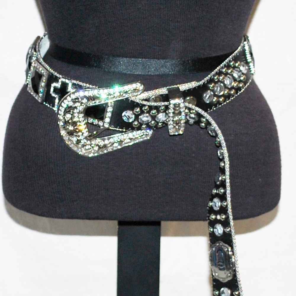 CW Leather Rhinestone Crystal Studded Belt